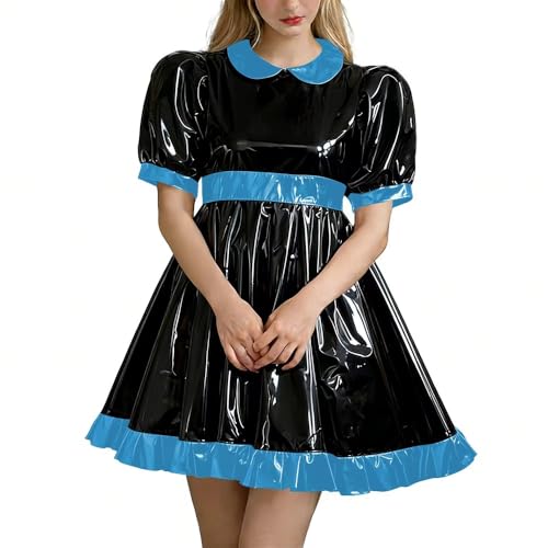 Robe Lolita en PVC style babydoll verrouillable à col nœud papillon