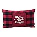 Hallmark Home Decorative Throw Pillow with Insert (20x12 inch), "Merry and Bright" on Red and Black Buffalo Plaid