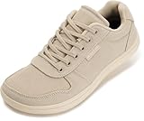 WHITIN Wide Toe Box Shoes for Women Canvas Minimalist Barefoot Sneakers Zero Drop Sole Minimus Size 8 Athletic Training Beige 39