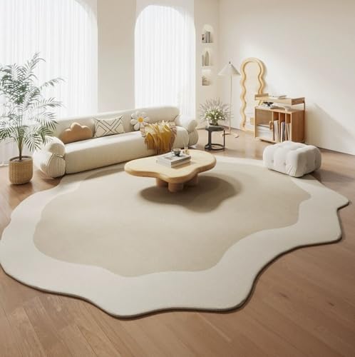 Tapete Decorativo Irregular Beige Crema 5x8 Pies miniatura 2