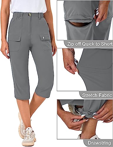 Little Donkey Andy Women's Hiking Pants Convertible Zip Off Quick Dry Pants With 6 Pockets For Cargo, Travel, Camping, Outdoor, Fishing Iron Grey 2Xl #TOP2
