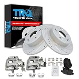 TRQ Performance Rear Brake Pad and Rotor Set Semi Metallic Coated Drilled
