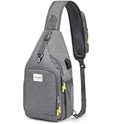 Prospo Sling Bag for Women Men Crossbody backpack with USB Charging Port, Small Hiking Daypack Ch...