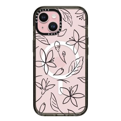 CASETiFY �C���p�N�g iPhone 15 �P�[�X [MIL�K�i���� (4x MIL-STD-810G) / 2.5m����̗����������N���A / MagSafe �ɑΉ�] - Monochrome Sakura - �N���A �u���b�N