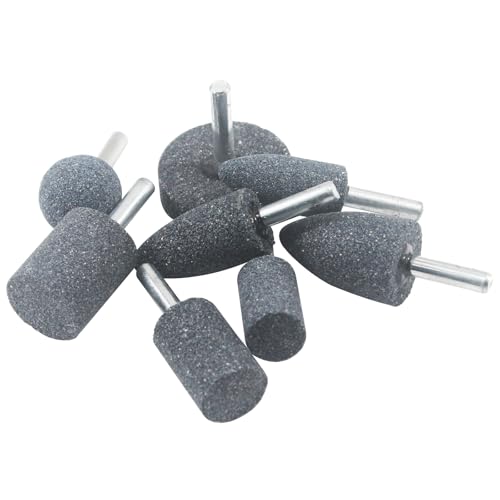 Inovsolid 8 Pcs Assorted Drill Grinding Stones 1/4 Inch Shank Various Shape Aluminum Oxide Mounted Grinding Bits for Rotary Tools