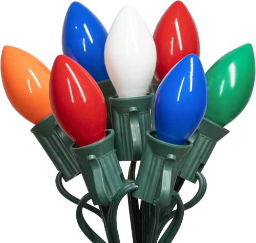 PASUTO C9 Multicolor Christmas Lights - Waterproof Outdoor and Indoor Christmas Tree Lights UL Certified with 25 Lights with 1 Extra Bulb, E17 Base, Green Wire for Christmas Decoration PASUTO C9 Multicolor Christmas Lights - Waterproof Outdoor and Indoor Christmas Tree Lights UL Certified with 25 Lights with 1 Extra Bulb, E17 Base, Green Wire for Christmas Decoration
