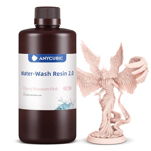 ANYCUBIC 光造形 3Dプリンター用 水洗いレジン 2.0 405nm LCD/DLP/SLA 3Dプリンター向け UV樹脂 水洗い可能 光硬化可能レジン 環境に優しい 1kg (桜色)（Amazon）