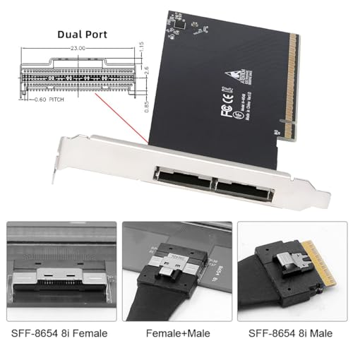 Image of CY External Slimline Dual SFF-8654 8X 74Pin to Detachable PCIE 16X Express 3.0 PCIE4.0 Raid Card VROC Raid0 Hyper Adapter