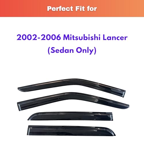 Image of KPY Rain Guards Fit for 2002-2006 Mitsubishi Lancer Sedan, Out-Channel Window Visors Vent Wind Deflectors 4PC, Car Accessories for 02-06 Lancer (Sedan Only)