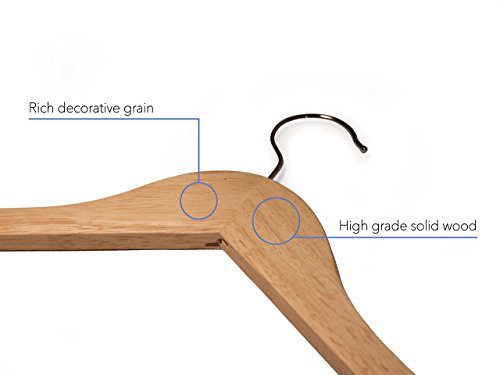 Topline Classic Wood Shirt Hangers - Natural Finish (10-Pack) - Thumbnail 3