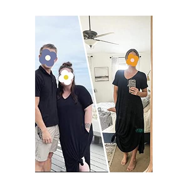 Zilcremo Women Casual Dress Tie Dye/Floral Short Sleeve Summer Loose Maxi Dresses with Pockets Black2 L - Image 6