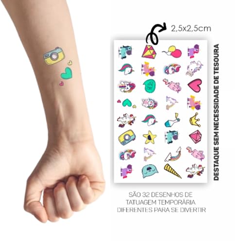 Tatuagem Temporária Infantil Unicórnio | Kit Festa 32-039