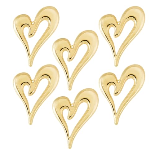 Broche cœur doré en alliage lot de 6 bijoux de décoration pour vêtement chemise robe et cardigan