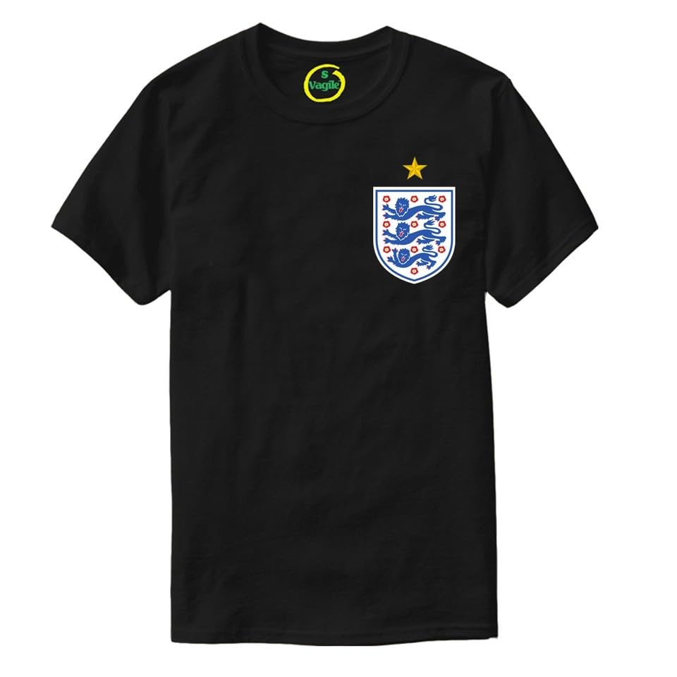 Kids England Football Tshirt Cup Team Game Shield Design Cup Team Game Black