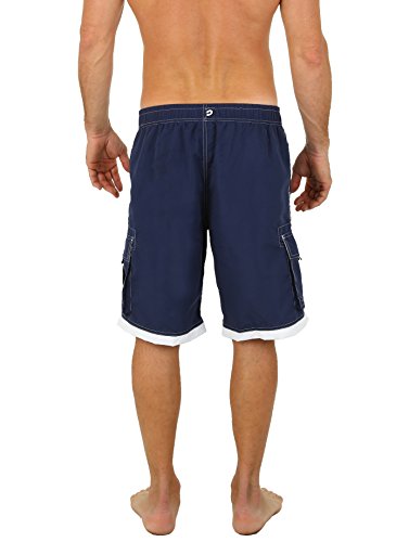 Uzzi Men's Relax Long Cargo Swim Trunks (Xx-Large, Navy) #TOP2