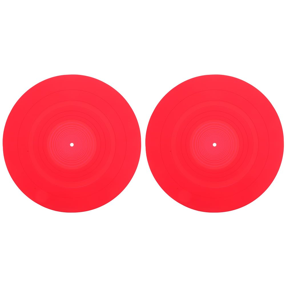 Homoyoyo 2 Stück Antistatische Silikon Plattenspieler Slipmatte 295mm Rot Rutschfeste Vinyl Schallplattenmatte für Dj Equipment und Vinylzubehör