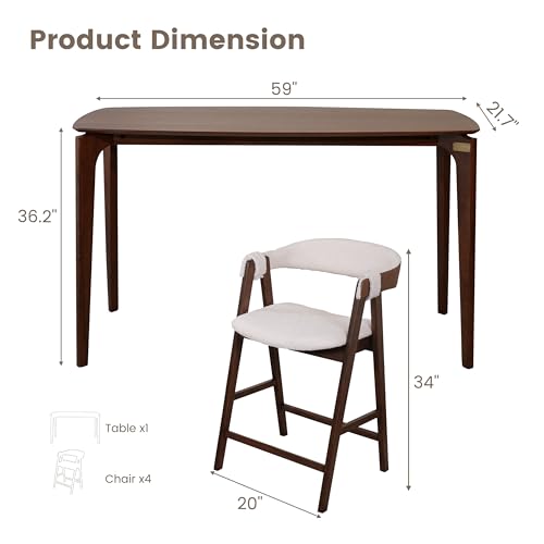 Image of CONSDAN Set of 2 Space-Saving Solid Wood Bar Chairs - Stylish Compact Design, Natural Finish for Home & Apartment