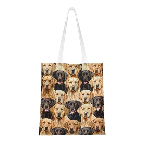 BWWHCCTI Labrador Retriever Einkaufstasche mit Hundemotiv, wiederverwendbare Einkaufstasche aus Segeltuch mit Griff