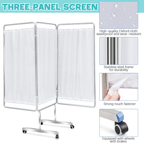 HunnmingRe White 3 Panel Privacy Screen with Rolling Casters Portable Foldable Privacy Screen for Salons, Home, Lab Nursery Dividers (27.56 + 27.56 + 27.56 Inches) by HunnmingRe - Image 4