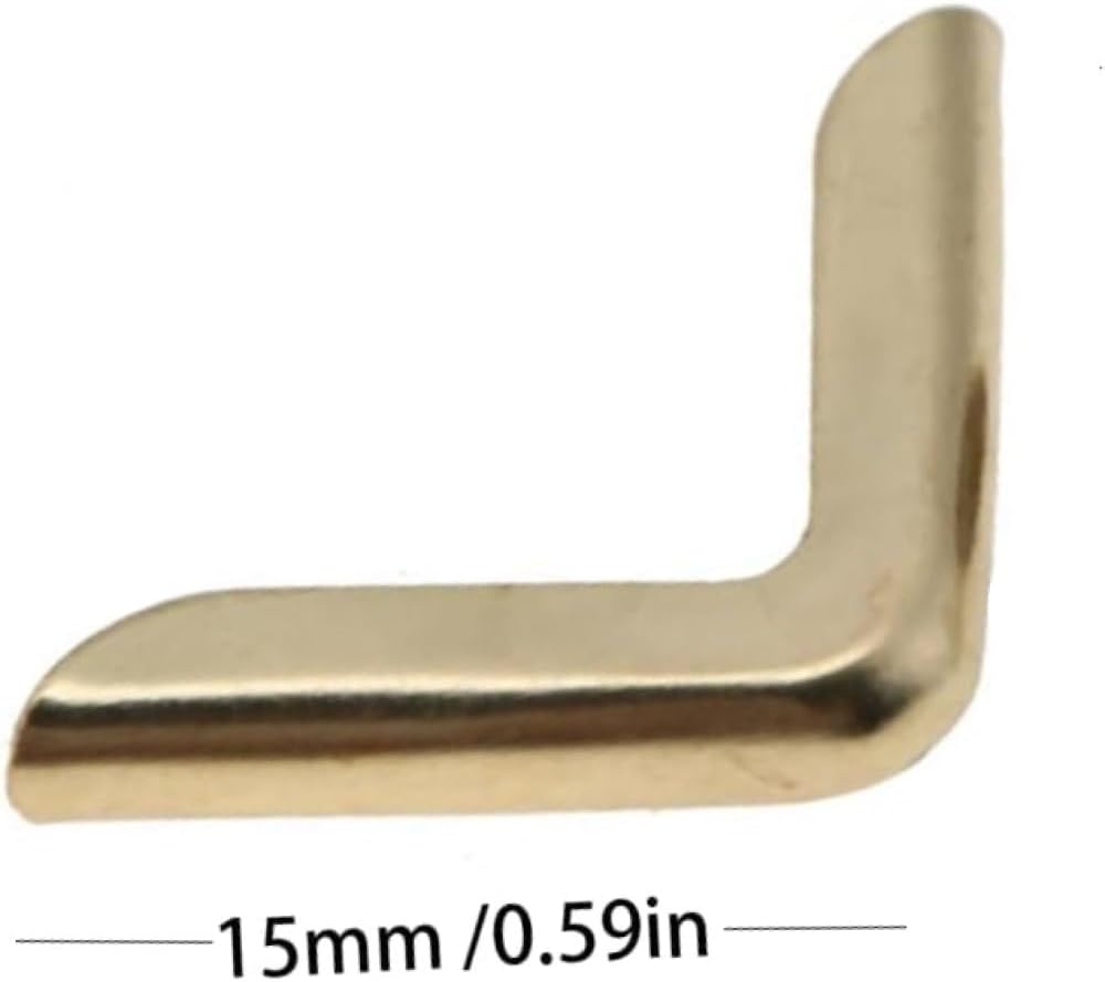 WQAPVHBG 50Pcs 0.08in Opening Photo Corners Self Adhesive, Book Corner Protectors, Iron Metal Book Corners, Album Folder Corner Protectors for Decorating Scrapbooks and Photo Albums (C103 brass color)