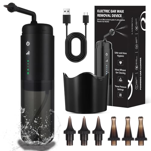IMIKEYA Kit la Pulizia Orecchie Elettrico Ugelli di Ricambio, Dispositivo Irrigazione Auricolare Regolabile, Pulitore Sicuro e Completo per Rimozione Cerume Adulto