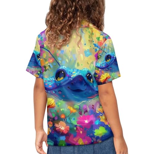 Image of PinUp Angel Funky Casual Hawaiian Shirt Kids Boys Girls Art Oil Painting Animal Pattern Short Sleeve Unisex Beach Shirt