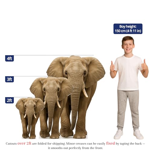 Image of Elephant 2FT Life Size Cardboard Cutout - A Fun Animal Standup for Photo Booths, Birthday Parties, and Events