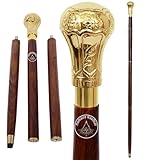 Replica of Bat Masterson Brass Knob Handle Walking Cane by Humaira Nautical