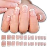 240 Stück Französisch Falsche Nägel Zum Aufkleben Kurz Natur Runde Fake Nails