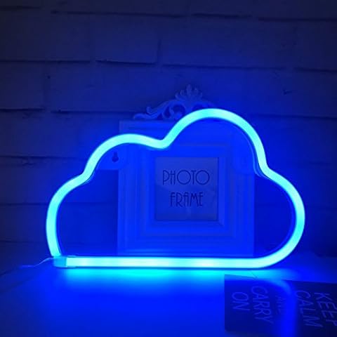 QiaoFei Cute Blue Neon Light,LED Cloud Sign Shaped Decor Light,Marquee signs/Wall Decor for Chistmas,Birthday party,Kids Room, Living Room, Wedding Party Decor(Blue) Cover