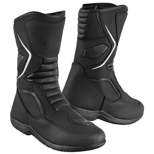 Mens Motorbike Boots Motorcycle Shoes windproof leather Waterproof boots for riders protective gear for men CE approved touring (Black UK 9 UK Footwear Size System Adult Men Numeric Medium 9)