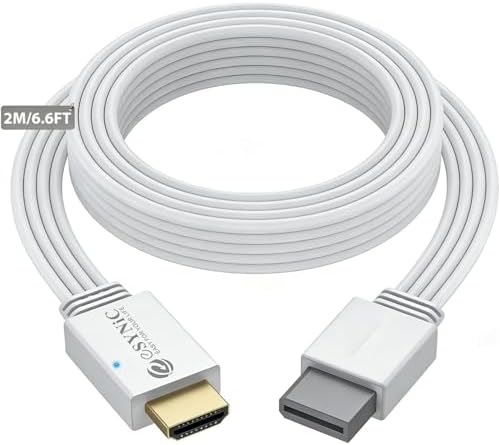 eSynic Compact 1080P HD WII HDMI Adapter-2M/6.6 FT Cable Designed WII to HDMI Converter for Nintendo-from WII & WII U to Projectors/TV/Monitor-Built-in No Signal Loss Chip-Plug & Play for Super Mario