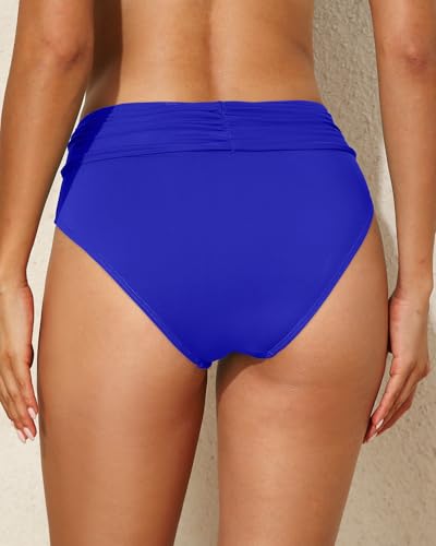 Image of Tempt Me Women Mid Rise Bikini Bottoms Full Coverage Swimsuit Ruched Scrunch Swim Bottom