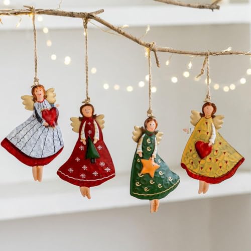 jileijar 4 Stück Retro-Eisenkunst-Weihnachtsengel Dekoration, 11,9...
