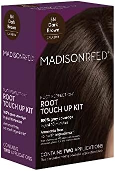 Madison Reed Root Perfection Permanent Root Touch Up, Dark Brown 5N Calabria, 10 Minutes for 100% Gray Root Coverage, Ammonia-Free Hair Dye, Two Applications