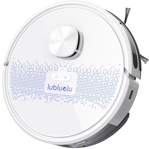Lubluelu Saugroboter mit Wischfunktion 3-1, 4500Pa Staubsauger Roboter Lasernavigation mit 5 Karten, 55 dB Roboterstaubsauger mit APP Steuerung, Ideal für Tierhaare, Teppiche, Hartböden, Weiß