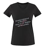 Comedy Shirts - Bien sûr, je viens dans l' même avec des rubans VIP et des boissons libres. - Col en V pour femme, 100 % coton, T-shirt imprimé basique. - Noir - Large