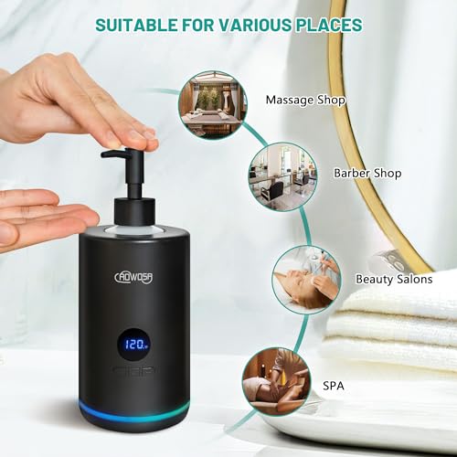 Massage Oil Warmer Bottle Professional Electric Lotion Digital Heater for SPA, Portable Oil Warmer Heated Cream for Beauty Salon Home, with Gradient Atmosphere Lamp, ℃/℉ Switchable Display (Black)