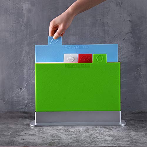 Bergner, Cutting Board Set of 5, Plastic Colour Coding Chopping Boards for Vegetables Meat, Poultry, and Fish - Image 3