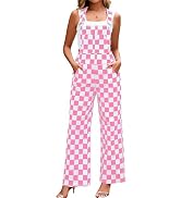 YXLUOKY Overalls for Women Loose Fit Jumpsuits Fashion Checkered Straight Leg Pants Stretch Bib C...