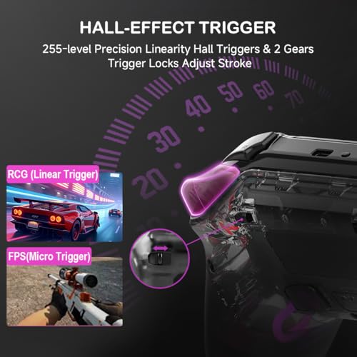 Image of ASRVA Wireless Controller for PS5 /PS5 Pro /PC, Hall Effect Joysticks & Triggers (No Drift), 2 Back Buttons, RGB, Translucent Design, Dual-Mode, Compatible with iOS /Android