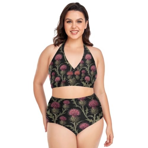 Maillot de bain deux pièces Curvy en matériau lisse et soyeux haute élasticité FRODOTGV L-4XL