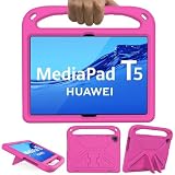 GOZOPO Etui dziecięce kompatybilne z Huawei MediaPad T5 (10,1 cala), nie pasuje do Huawei T3 9,6 cala] – lekkie i odporne na uderzenia uchwyt (różowe)