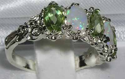 925 Sterling Silver Real Genuine Peridot and Opal Womens Eternity Ring3