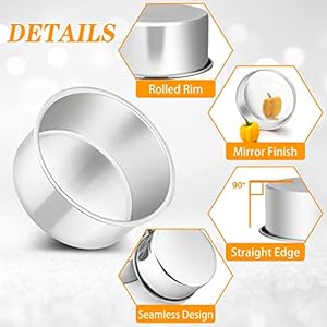 4 Inch Cake Pan Set of 3 PP CHEF Small Stainless Steel Round Baking Layer Pans Bakeware for Mini Cake Pizza Bread Non Toxic Healthy Leakproof Easy Clean Mirror Finish Easy Releasing