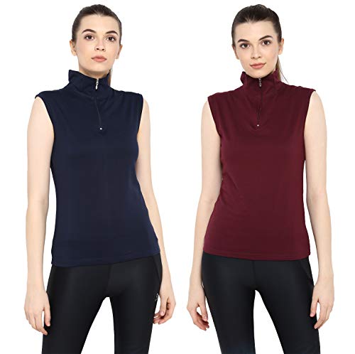 Image of Ap'pulse Women's Sleeveless 1 /4 Zip Hineck Tshirt(Pack of 2)
