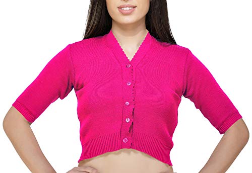 Image of Women Winter Wear V-Neck Half Sleeves Regular Fit Woollen Blouse