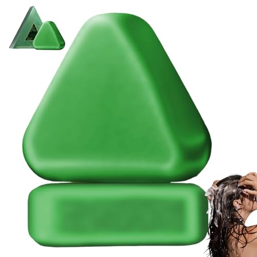 Champú en barra Nature Triangle (2 unidades) champú Usman Grass Green Soap calmante y fortalecedor para el cabello de mujeres y hombres.