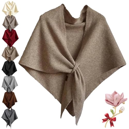 Utrum Women’s Solid Color Shawl Wraps for Women, Pashmina Cashmere Sweater Ladies Triangle Shawls Wraps Lightweight Soft Knit