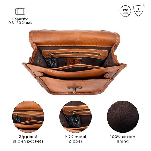 BERLINER BAGS Vintage Genuine Leather Shoulder Bag Helena, Small Crossbody Bag, Handbag for Women - Brown4